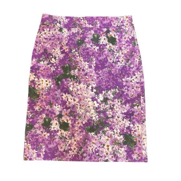 J. Crew Watercolor Garden Party Lilac Pencil Skirt Size 6 - Picture 1 of 8